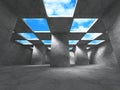 Concrete architecture background. Abstract empty room with sky Royalty Free Stock Photo