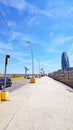 Concrete barriers in the deconstruction works of the ring road of the Plaza de Les Glories Catalanes in Barcelona