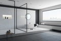 Concrete bathroom interior