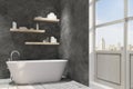 Concrete bathroom interior