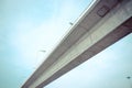 Concrete beam of over walkway bridge with sky background