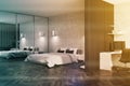 Concrete bedroom and home office, side toned Royalty Free Stock Photo