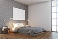 Concrete bedroom interior, poster, corner Royalty Free Stock Photo