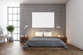 Concrete bedroom interior, poster Royalty Free Stock Photo