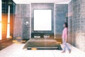 Concrete bedroom interior, poster toned Royalty Free Stock Photo