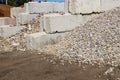 Concrete bins holding rocks and construction material Royalty Free Stock Photo