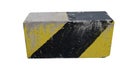 concrete block with black and yellow stripes isolated on white background. dangerous places sign Royalty Free Stock Photo