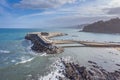 Concrete block cubes seawall and breakwater in Mutriku/Motrico, Basque Country