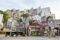 Concrete block houses residential complex social housing, Paris Ivry-sur-Seine suburb cityscape