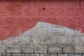 Concrete block wall painted red color of background and texture Royalty Free Stock Photo