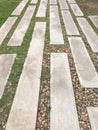 Concrete blocks for footpaths with pebbles in nook