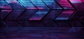 Concrete Blocks Sci Fi Futuristic Fashion Stage Podium Tunnel Corridor Neon Glowing Laser Beams Purple Blue Cyber Grunge