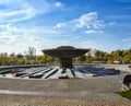 The concrete bowl of the fountain