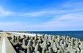 Concrete breakwater at the Baltic Sea in Wladyslawowo.