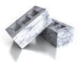 Concrete bricks blocks on white background with reflection Royalty Free Stock Photo