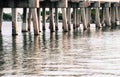 Concrete Bridge over the calm waters at dusk or dawn: Sarasota, Florida, Siesta Key Royalty Free Stock Photo