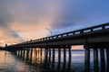 Concrete Bridge over the calm waters at dusk or dawn: Sarasota, Florida, Siesta Key Royalty Free Stock Photo