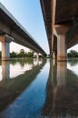 Concrete bridge taken from a futuristic angle Royalty Free Stock Photo