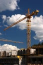 Concrete building built with tower crane