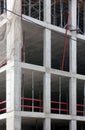 Concrete building under construction with monolithic reinforced concrete frame in Moscow, Russia Royalty Free Stock Photo