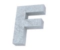 Concrete Capital Letter - F isolated on white background. 3D render Illustration