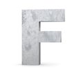 Concrete Capital Letter - F isolated on white background. 3D render Illustration