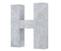Concrete Capital Letter - H isolated on white background. 3D render Illustration.