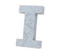 Concrete Capital Letter - I isolated on white background. 3D render Illustration