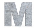 Concrete Capital Letter - M isolated on white background . 3D render Illustration.