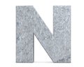 Concrete Capital Letter - N isolated on white background . 3D render Illustration.