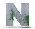 Concrete Capital Letter - N from which the vine grows, isolated on white background. 3D render Illustration Royalty Free Stock Photo