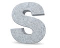 Concrete Capital Letter - S isolated on white background. 3D render Illustration.