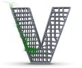 Concrete Capital Letter - V from which the vine grows, isolated on white background. 3D render Illustration Royalty Free Stock Photo