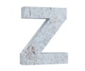 Concrete Capital Letter - Z isolated on white background. 3D render Illustration.