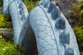 Concrete Carving Texture Body Of Dragon Guardian Statue At Buddhist Temple