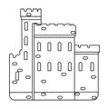 Concrete castle with peaks in Scotland.Fortification of the ancient Scots.Scotland single icon in outline style vector
