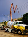 Cement Mixer Truck and Concrete Pump on Suburban Building Site, Sydney, Australia