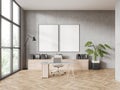 Concrete CEO office interior with posters Royalty Free Stock Photo