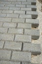 Concrete cobblestones pavement under construction