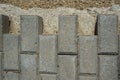 Concrete cobblestones pavement under construction