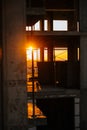 Interior construction of housing project with drywall installed and patched without painting applied Royalty Free Stock Photo