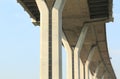 Concrete construction under Bhumibol bridge, Bangkok, Thailand on blue sky background Royalty Free Stock Photo