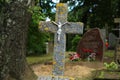 Concrete cross with a crucifix