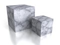 Concrete cube bricks blocks on white background with reflection Royalty Free Stock Photo