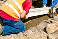 Concrete curbs installation Royalty Free Stock Photo