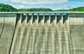 Concrete dam wall of an old dam in the Harz Mountains from the land side, architecture