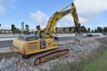 Concrete demolition hydraulic jaw on excavator