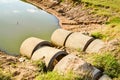 Concrete drainage pipe  Collapsed after the storm calmed down. Concept, non-standard construction, engineer, design Royalty Free Stock Photo