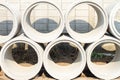 Concrete drainage pipes for industrial building construction.Co Royalty Free Stock Photo