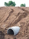 Concrete drainage pipes landfill cover soil.